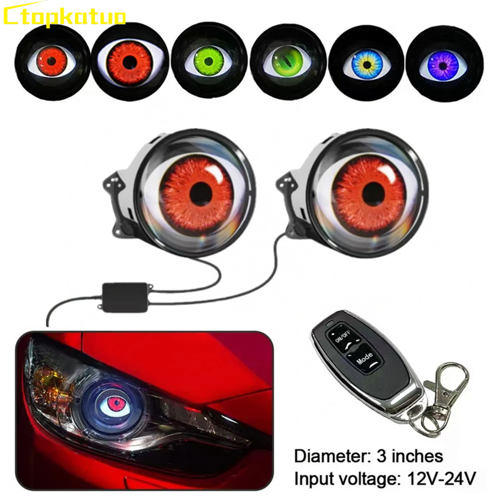 Universal Motorcycle Led Headlight Projector - 2PCS 원격 제어 LED 눈 조명