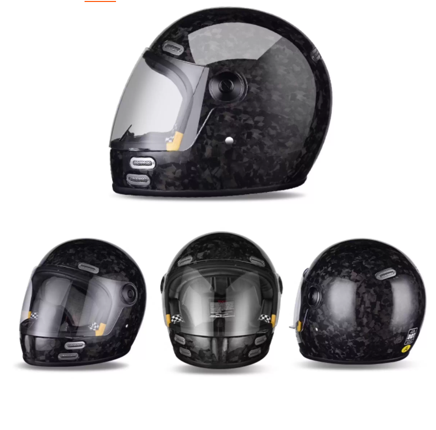 고강도 경량 탄소섬유 버블 렌즈 풀페이스 헬멧, 레트로 - Carbon Fiber Lightweight Motorcycle Helmet 리뷰 및 가격