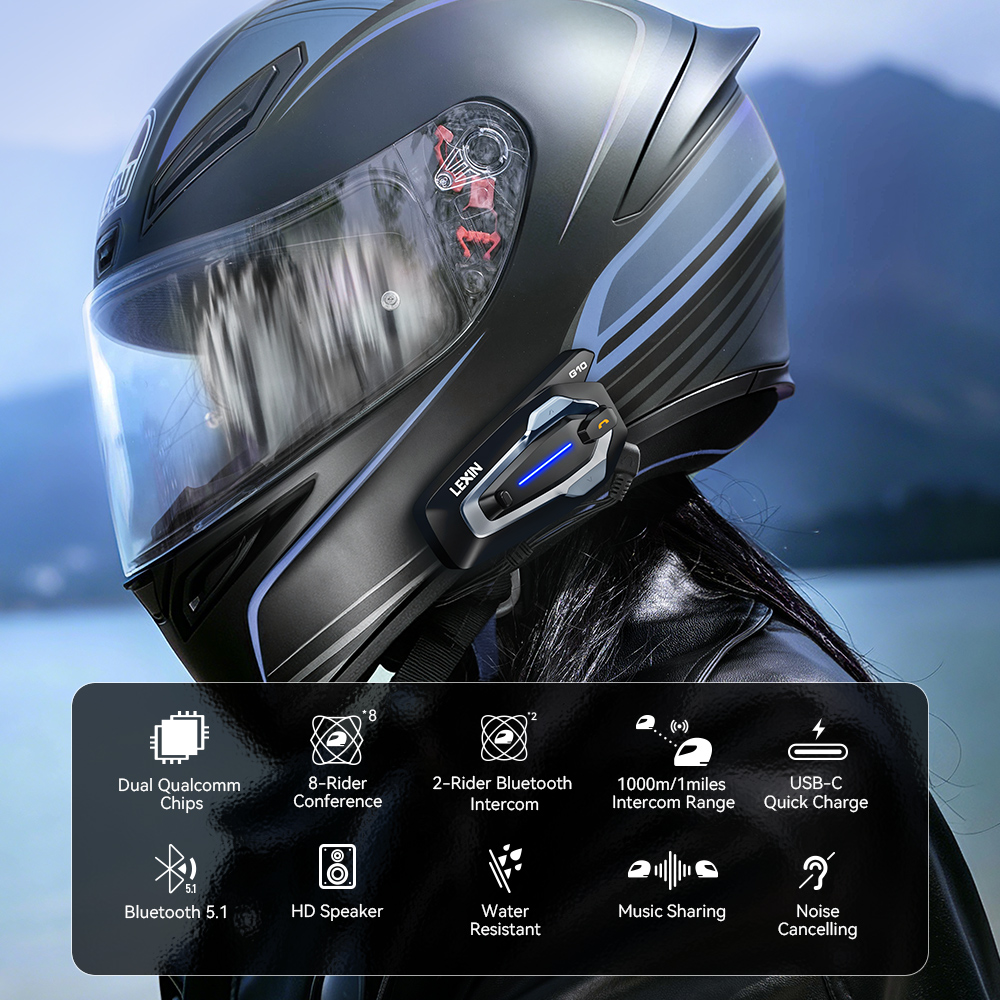 NEW-LEXIN G10 오토바이 헬멧 인터콤, 8명  - Universal Motorcycle Helmet Intercom Headset 리뷰 및 가격